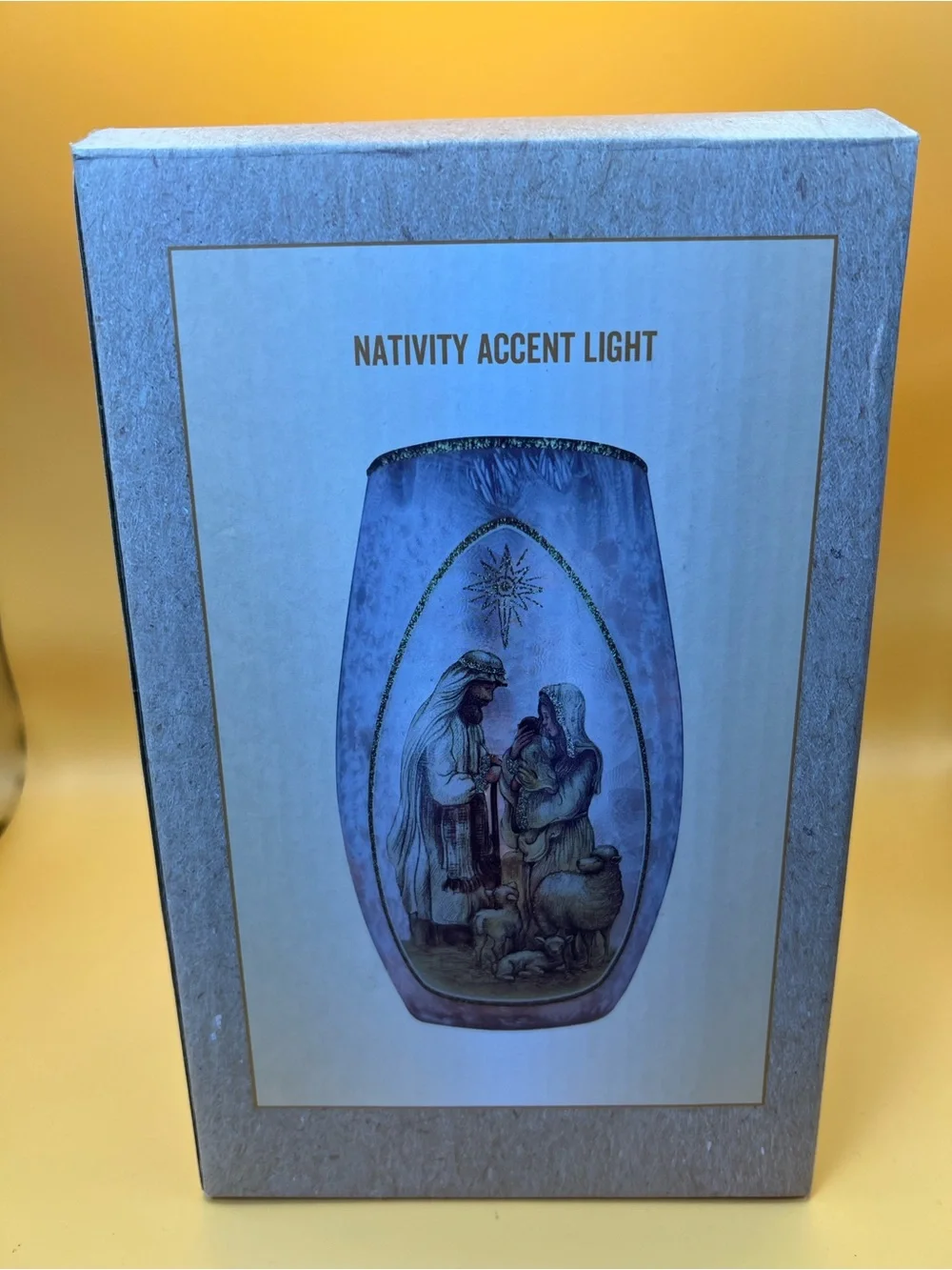 Cracker Barrel Nativity Accent Light PreLit Frosted Glass Cylinder Open Box